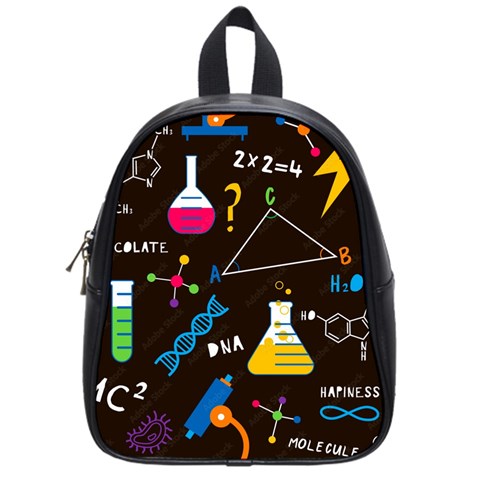 Science Lesson Flat Vector Seamless Pattern School Bag (Small) from ArtsNow.com Front