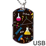 Science Lesson Flat Vector Seamless Pattern Dog Tag USB Flash (One Side)