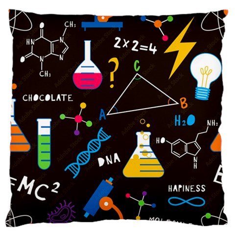 Science Lesson Flat Vector Seamless Pattern Large Premium Plush Fleece Cushion Case (Two Sides) from ArtsNow.com Back