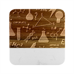 Science Lesson Flat Vector Seamless Pattern Marble Wood Coaster (Square)