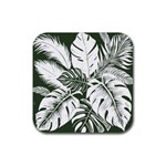 Abstract Art Tropical Leaves Rubber Coaster (Square)