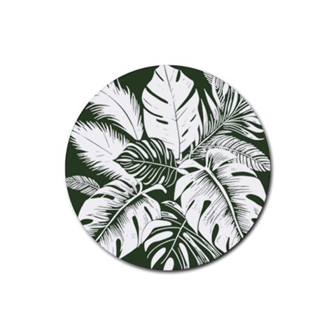 Abstract Art Tropical Leaves Rubber Coaster (Round) from ArtsNow.com Front