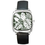 Abstract Art Tropical Leaves Square Metal Watch