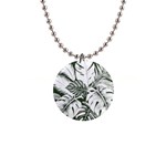 Abstract Art Tropical Leaves 1  Button Necklace