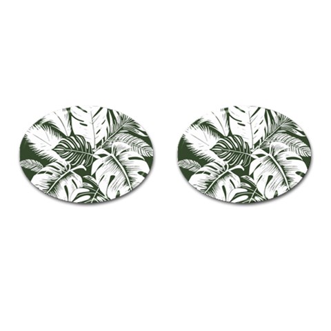 Abstract Art Tropical Leaves Cufflinks (Oval) from ArtsNow.com Front(Pair)