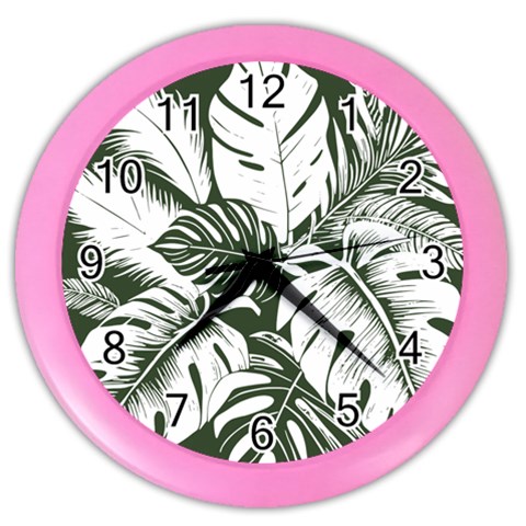 Abstract Art Tropical Leaves Color Wall Clock from ArtsNow.com Front