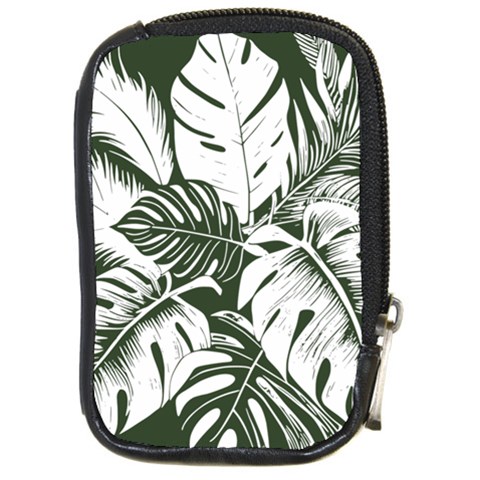 Abstract Art Tropical Leaves Compact Camera Leather Case from ArtsNow.com Front