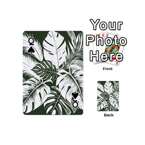 Queen Abstract Art Tropical Leaves Playing Cards 54 Designs (Mini) from ArtsNow.com Front - SpadeQ