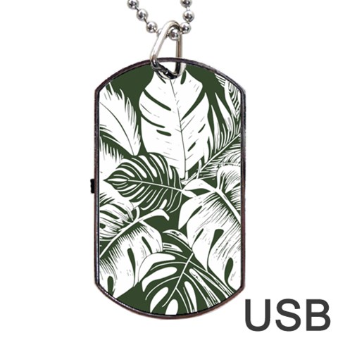 Abstract Art Tropical Leaves Dog Tag USB Flash (Two Sides) from ArtsNow.com Front