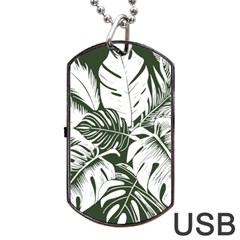 Abstract Art Tropical Leaves Dog Tag USB Flash (Two Sides) from ArtsNow.com Front