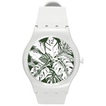 Abstract Art Tropical Leaves Round Plastic Sport Watch (M)