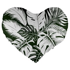 Abstract Art Tropical Leaves Large 19  Premium Heart Shape Cushions from ArtsNow.com Front