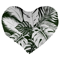 Abstract Art Tropical Leaves Large 19  Premium Heart Shape Cushions from ArtsNow.com Back