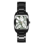 Abstract Art Tropical Leaves Stainless Steel Barrel Watch