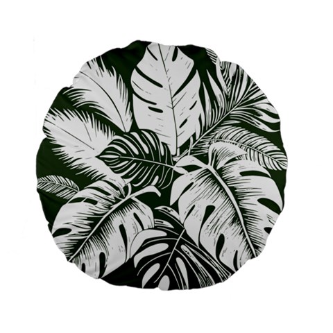 Abstract Art Tropical Leaves Standard 15  Premium Flano Round Cushions from ArtsNow.com Back