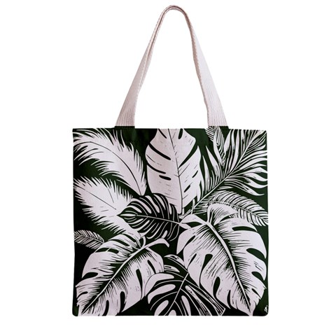 Abstract Art Tropical Leaves Zipper Grocery Tote Bag from ArtsNow.com Back