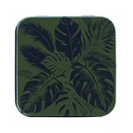 Abstract Art Tropical Leaves Square Metal Box (Black)