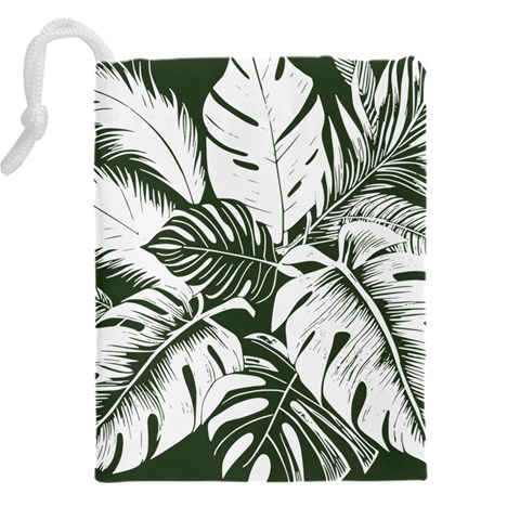 Abstract Art Tropical Leaves Drawstring Pouch (4XL) from ArtsNow.com Back