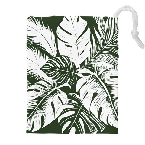 Abstract Art Tropical Leaves Drawstring Pouch (5XL) from ArtsNow.com Front