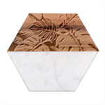 Abstract Art Tropical Leaves Marble Wood Coaster (Hexagon) 