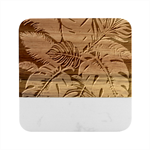 Abstract Art Tropical Leaves Marble Wood Coaster (Square)