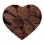 Abstract Art Tropical Leaves Heart Wood Jewelry Box