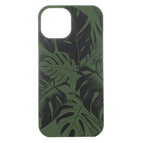 Abstract Art Tropical Leaves iPhone 15 Black UV Print PC Hardshell Case from ArtsNow.com Front