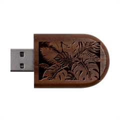 Abstract Art Tropical Leaves Wood Oval USB Flash Drive from ArtsNow.com USB