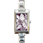 Abstract Art Tropical Leaves Rectangle Italian Charm Watch