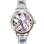 Abstract Art Tropical Leaves Round Italian Charm Watch