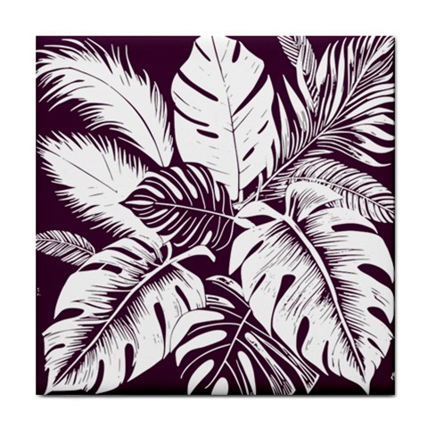 Abstract Art Tropical Leaves Tile Coaster from ArtsNow.com Front