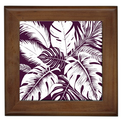 Abstract Art Tropical Leaves Framed Tile from ArtsNow.com Front