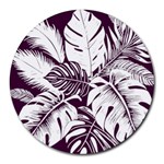 Abstract Art Tropical Leaves Round Mousepad