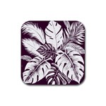 Abstract Art Tropical Leaves Rubber Coaster (Square)