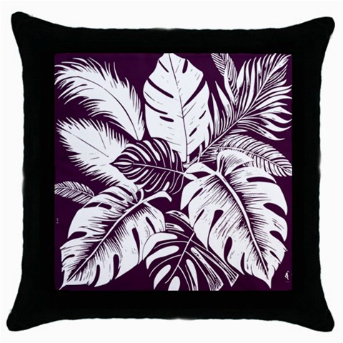 Abstract Art Tropical Leaves Throw Pillow Case (Black) from ArtsNow.com Front