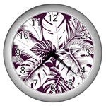 Abstract Art Tropical Leaves Wall Clock (Silver)