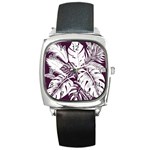 Abstract Art Tropical Leaves Square Metal Watch