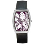 Abstract Art Tropical Leaves Barrel Style Metal Watch