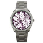 Abstract Art Tropical Leaves Sport Metal Watch