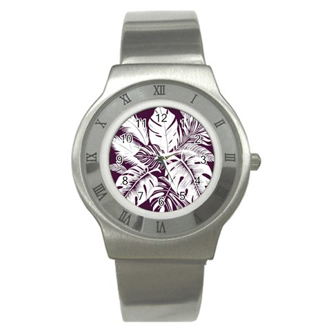 Abstract Art Tropical Leaves Stainless Steel Watch from ArtsNow.com Front