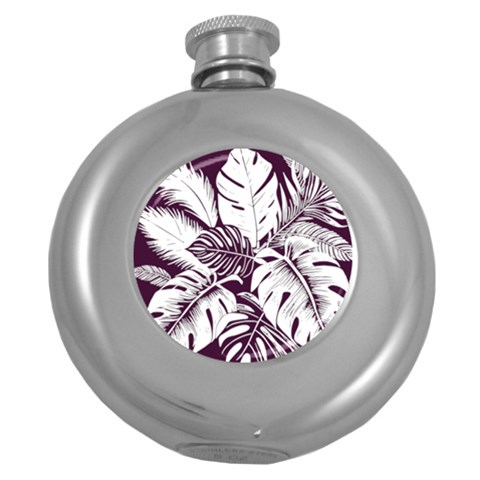 Abstract Art Tropical Leaves Round Hip Flask (5 oz) from ArtsNow.com Front