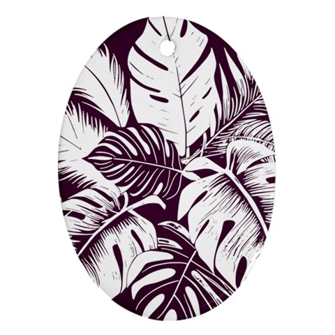 Abstract Art Tropical Leaves Oval Ornament (Two Sides) from ArtsNow.com Front