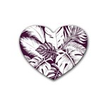 Abstract Art Tropical Leaves Rubber Coaster (Heart)