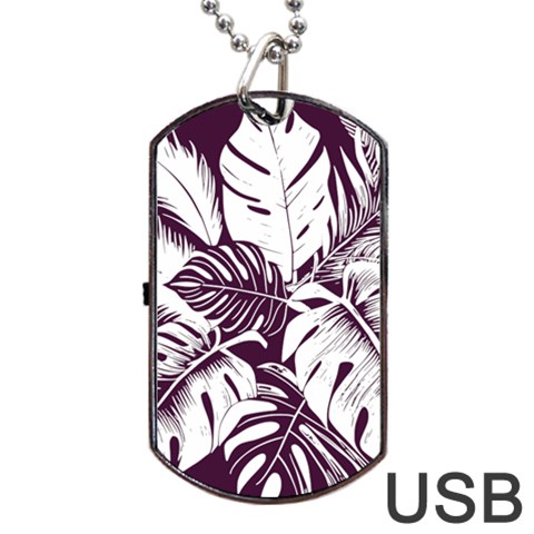 Abstract Art Tropical Leaves Dog Tag USB Flash (One Side) from ArtsNow.com Front