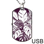 Abstract Art Tropical Leaves Dog Tag USB Flash (One Side)