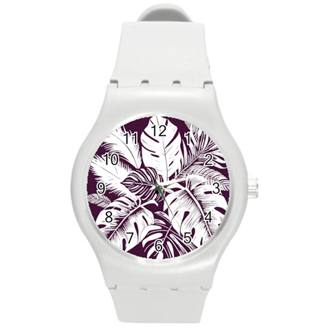 Abstract Art Tropical Leaves Round Plastic Sport Watch (M) from ArtsNow.com Front