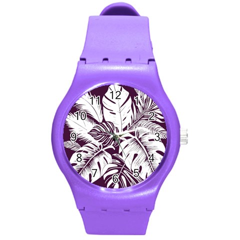 Abstract Art Tropical Leaves Round Plastic Sport Watch (M) from ArtsNow.com Front