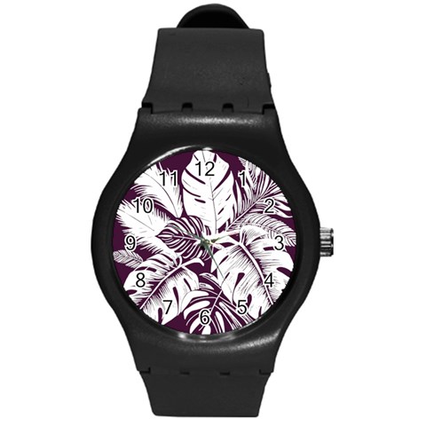 Abstract Art Tropical Leaves Round Plastic Sport Watch (M) from ArtsNow.com Front