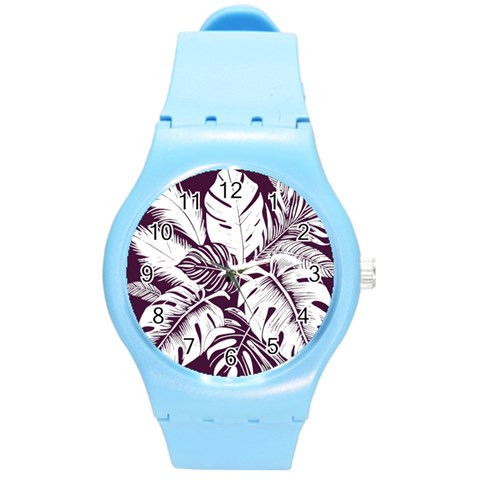 Abstract Art Tropical Leaves Round Plastic Sport Watch (M) from ArtsNow.com Front