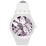 Abstract Art Tropical Leaves Round Plastic Sport Watch (M)